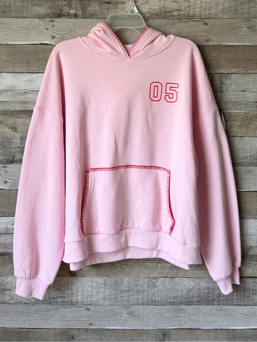 Justify Pink Varsity 05 Graphic Whipstitch Hoodie XL Collegiate Preppy